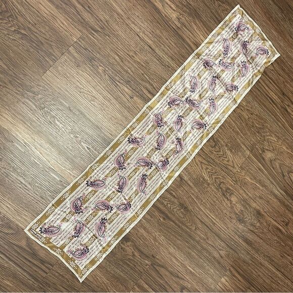 Vintage Cacharel For Glentex 100% SILK Scarf Pink Purple Cream Tan - Picture 2 of 9